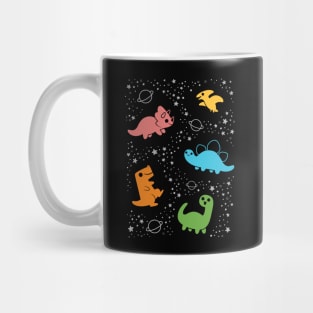 Cute Space Dinosaurs Rainbow Mug